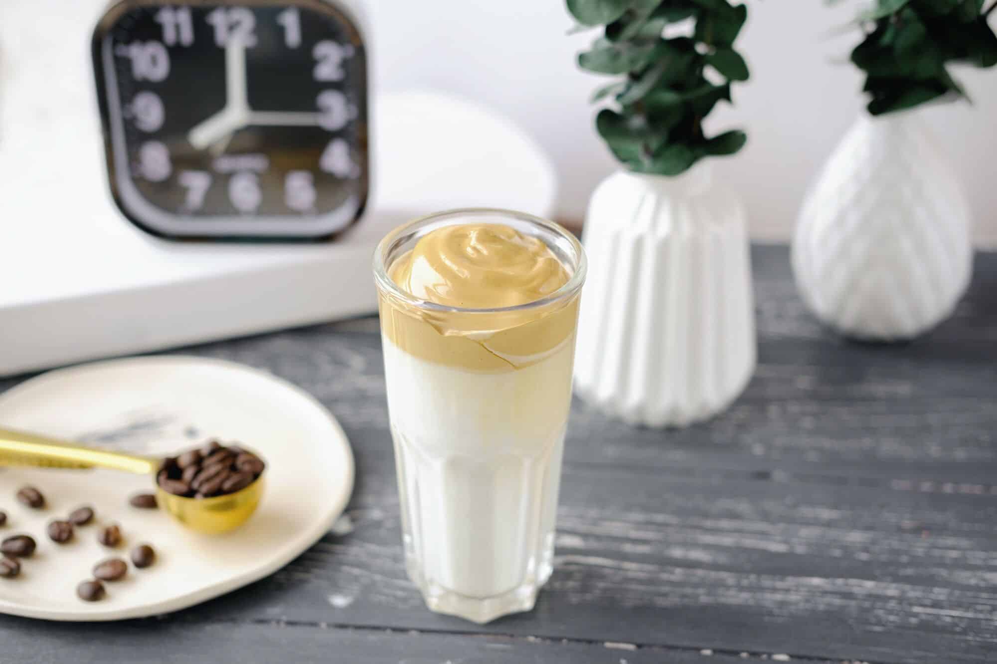 Iced frothy dalgona coffee for a London wedding coffee bar