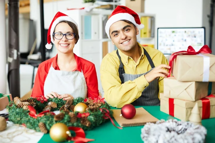 Office Christmas food packages being prepared for workplace catering in Nottingham