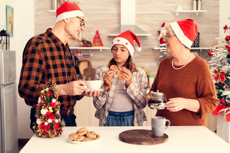 Christmas hot drinks and dessert station offering warm beverages and sweet festive treats for guests