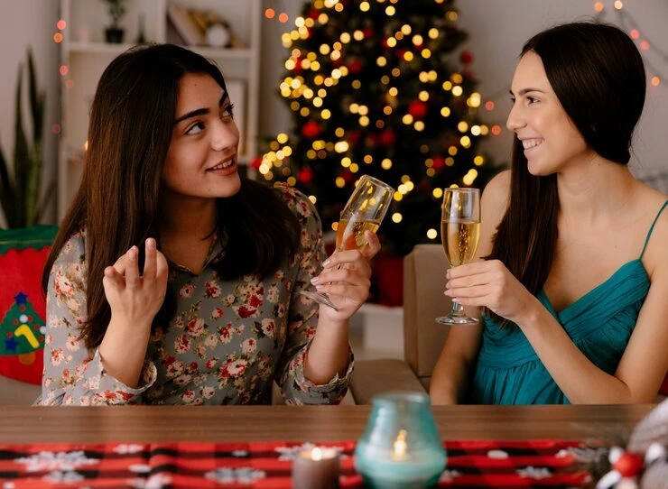 Festive drinks being served at a corporate Christmas event supported by bar services in Leicester