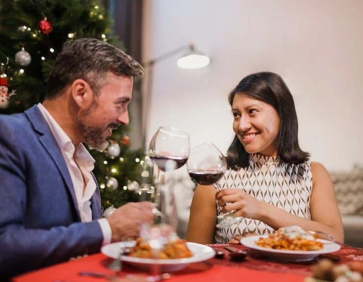 Professionals enjoying a formal office Christmas lunch supported by formal Christmas lunch catering in Cardiff
