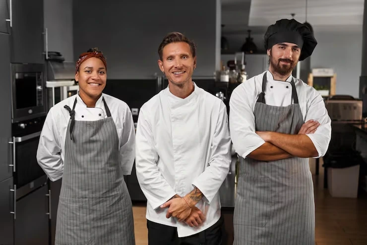Onsite chefs and professional serving team supporting corporate Christmas lunch catering
