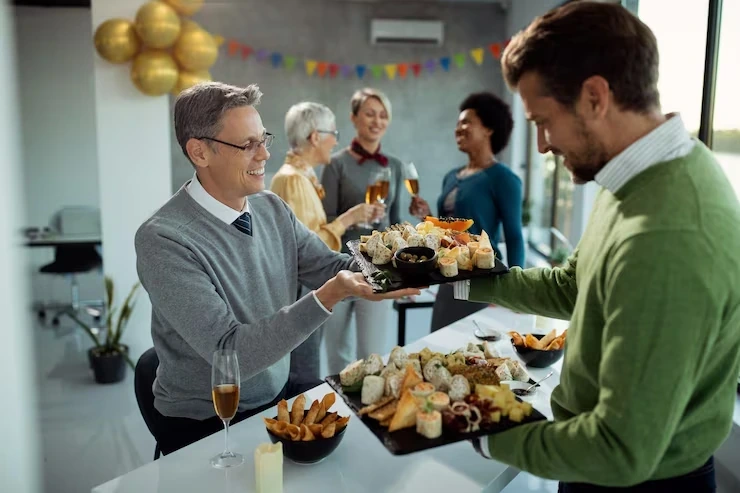 Conference and multi-day catering services in Chicago with buffet setups and refreshments for large corporate events