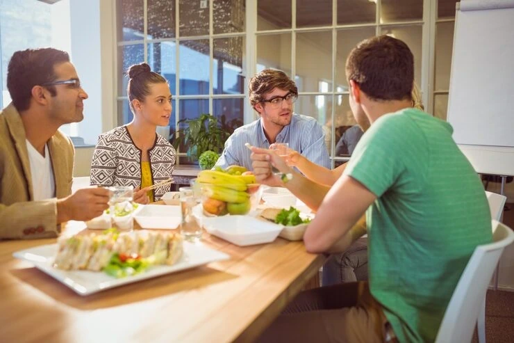 Corporate event catering services in Los Angeles with professionally presented food at a business event