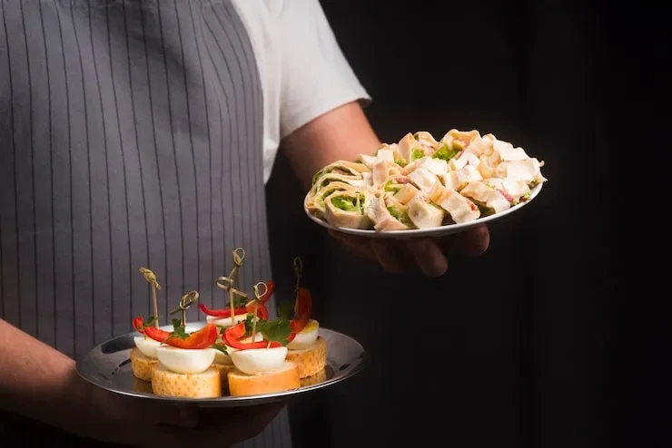 Stand based catering service providing fresh food and drinks to business guests at an exhibition booth