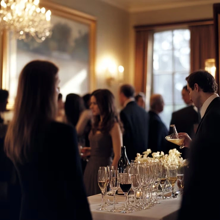 Staff serving drinks to guests at elegant reception