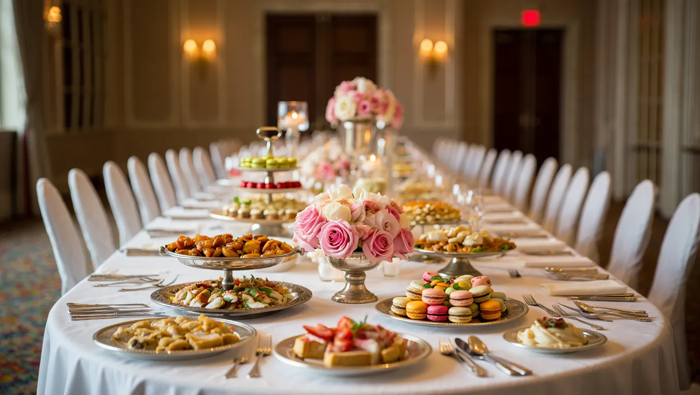 Trusted halal event catering services in London reviewing menus and event setup for clients