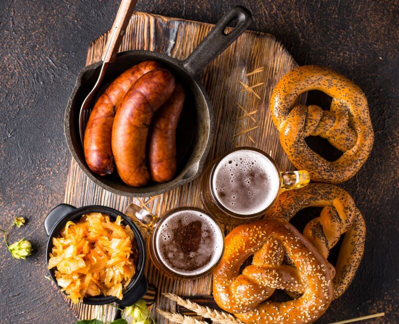 Beer, pretzels and Bavarian food