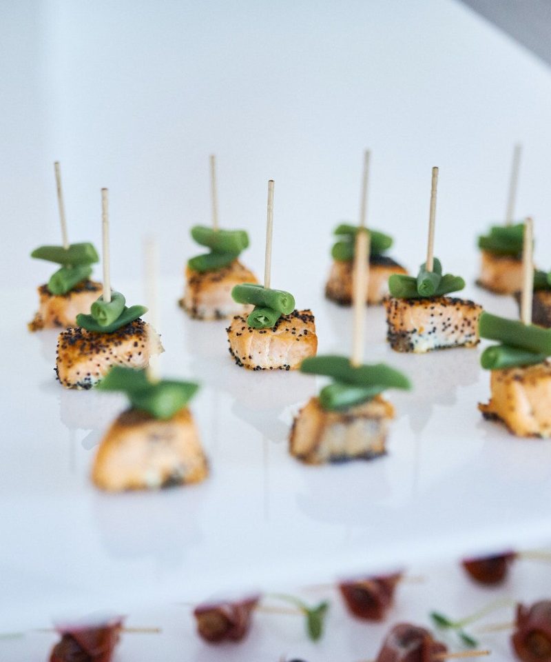 Catering service. Outdoor party with finger food. Nobody