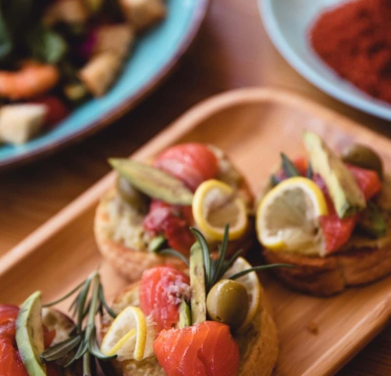 mini canapes with smoked salmon