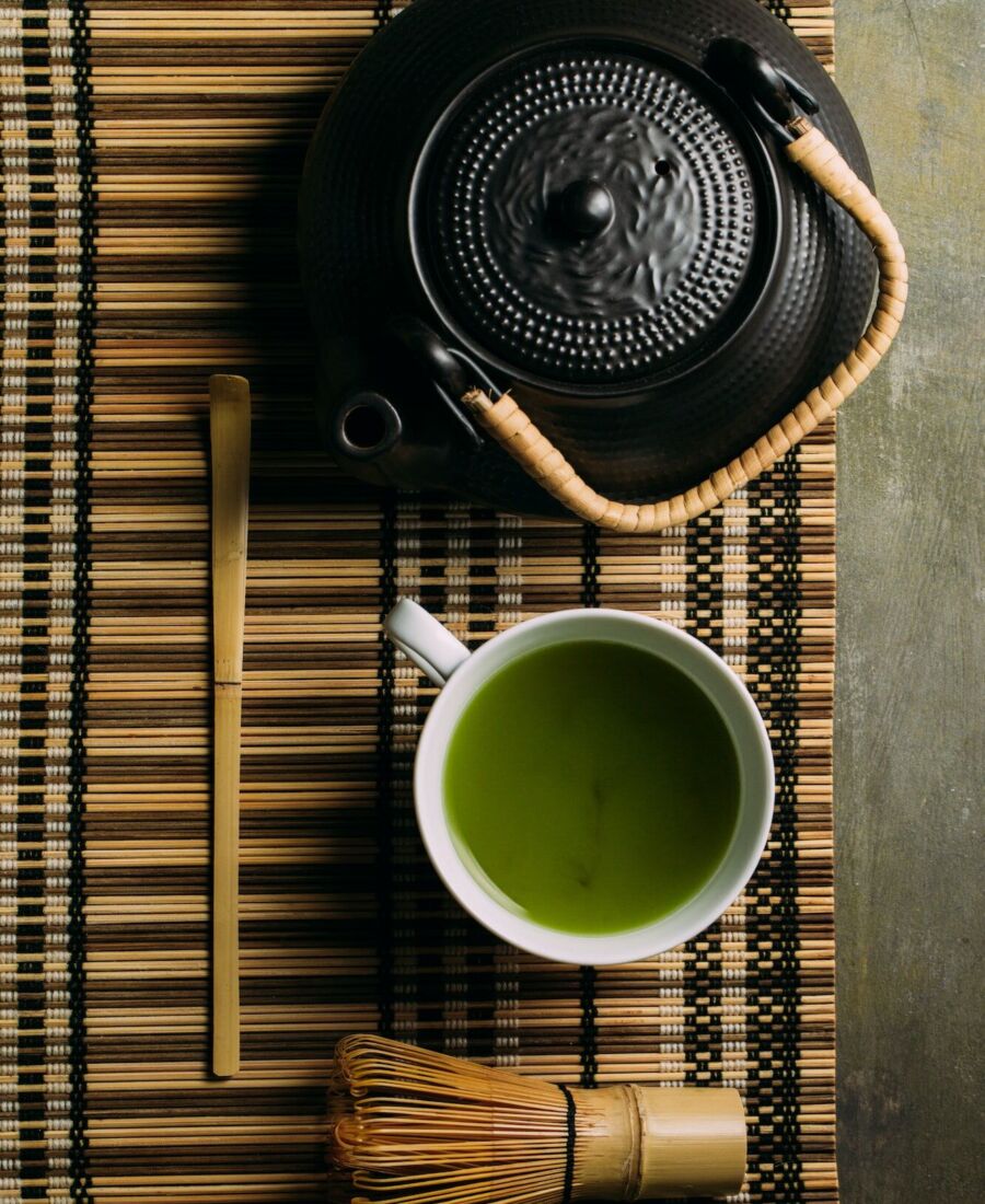Preparing matcha tea
